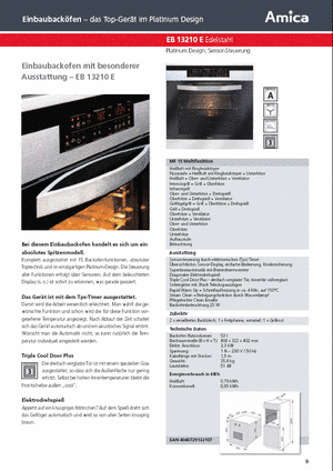 Amica product catalog for built-in kitchen appliances