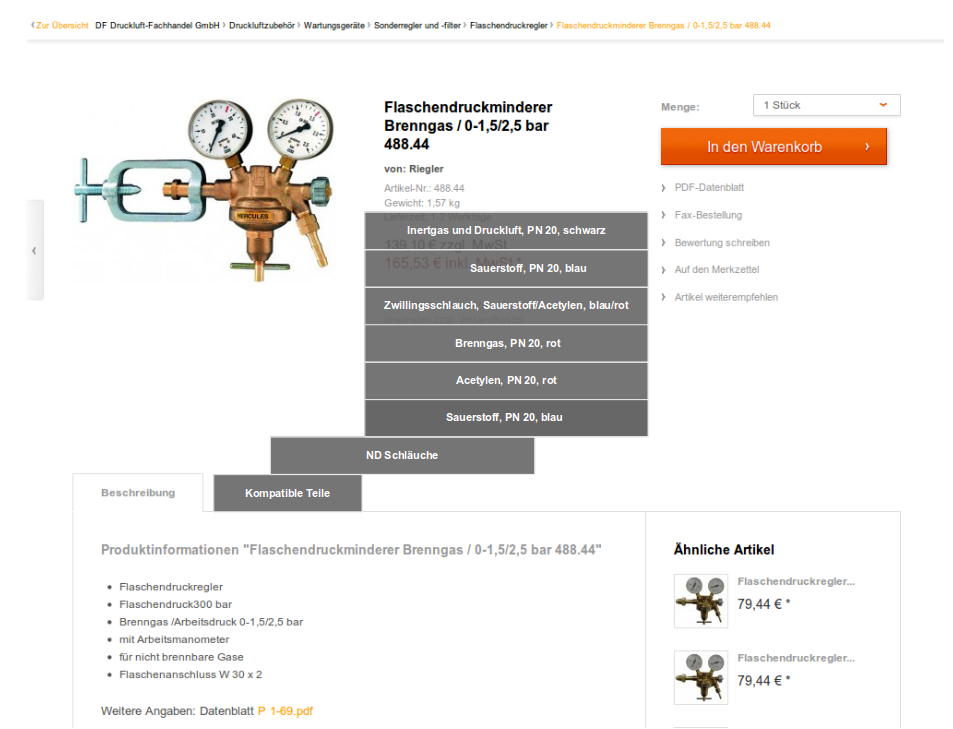 Produktkonfigurator for Accessories in a Pneumatic Webshop